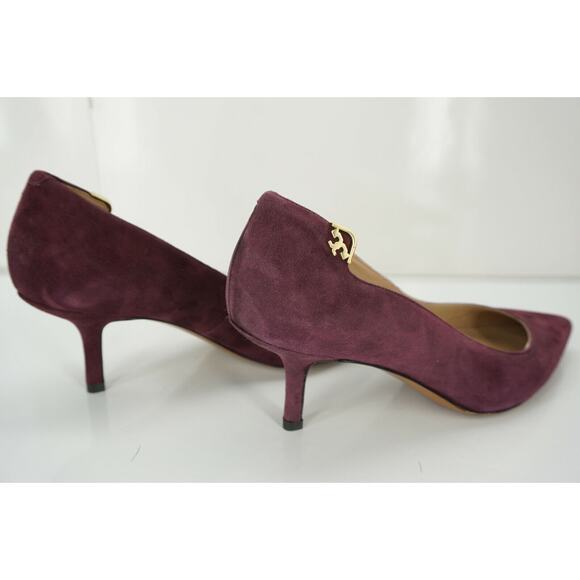 Tory Burch Purple Suede Elizabeth High Heel Pointy Toe Pumps - Picture 6 of 10